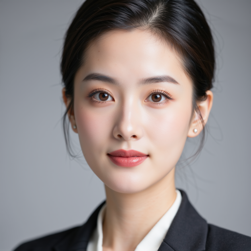 二十八岁左右女性头像，穿职业装，简洁背景，年轻专业形象